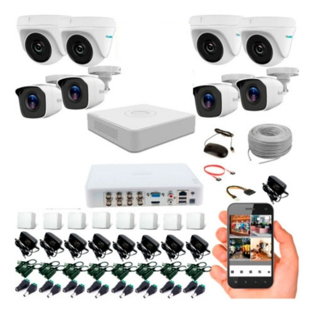 Kit Hikvision Hilook DVR 8Ch 8 Camaras 1080p TH2880