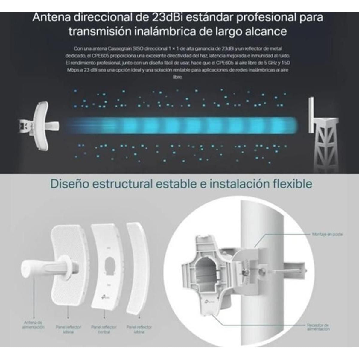 Tp-link, Access Point Antena Exteriores 5ghz / 23dbi, Cpe605