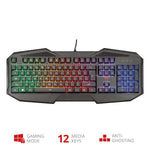 Teclado Gamer Trust Iluminación Rainbow Ergonómico