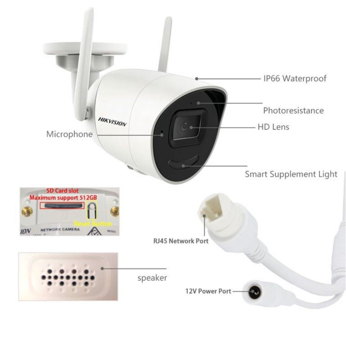 Cámara de Seguridad Hikvision 4MP Bala Exterior DS-2CV2041G2-IDW(2.8mm)(W)(O-STD)/EU