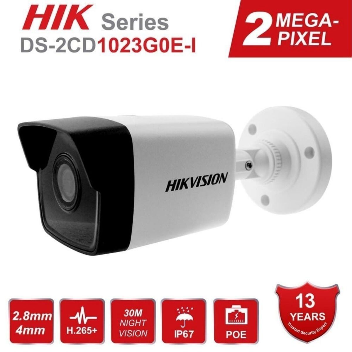 Cámara Hikvision IP BALA EXIR 30Mts F2.8mm PoE DS-2CD1023G0E-I(2.8mm)