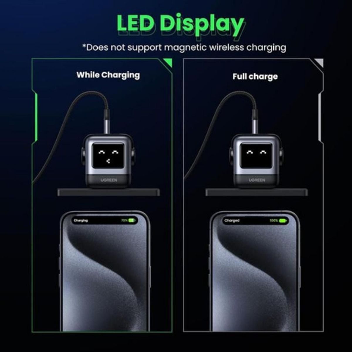 CARGADOR UGREEN 30W USB-C CARGA RAPIDA SERIE UNO CON INDICADOR LED