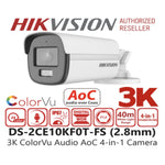 Cámara Hikvision Bala 3K ColorVu Audio 2.8mm DS-2CE10KF0T