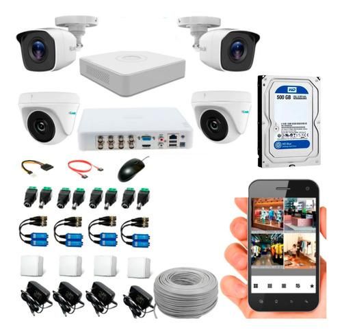 Kit Hikvision Hilook Dvr 4ch + 4 Cámaras 1080p + Disco D. 50