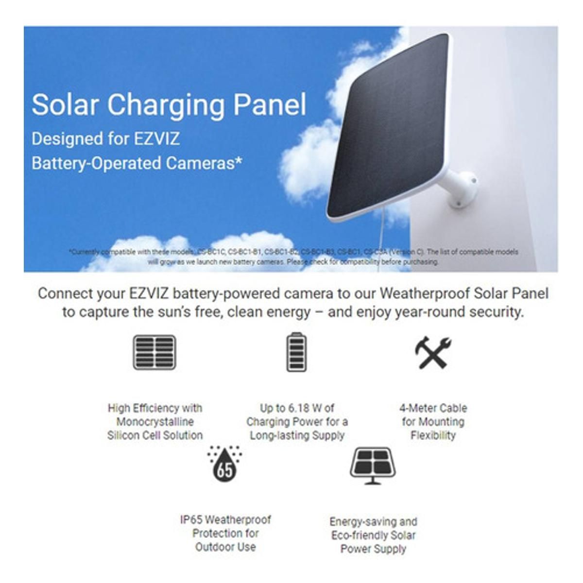 Panel Solar de Carga para Cámaras Ezviz