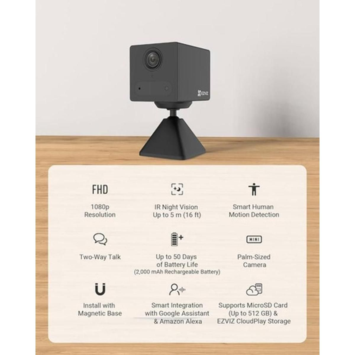 Cámara EZVIZ WiFi Recargable 2MP CS-CB2-R100-BK