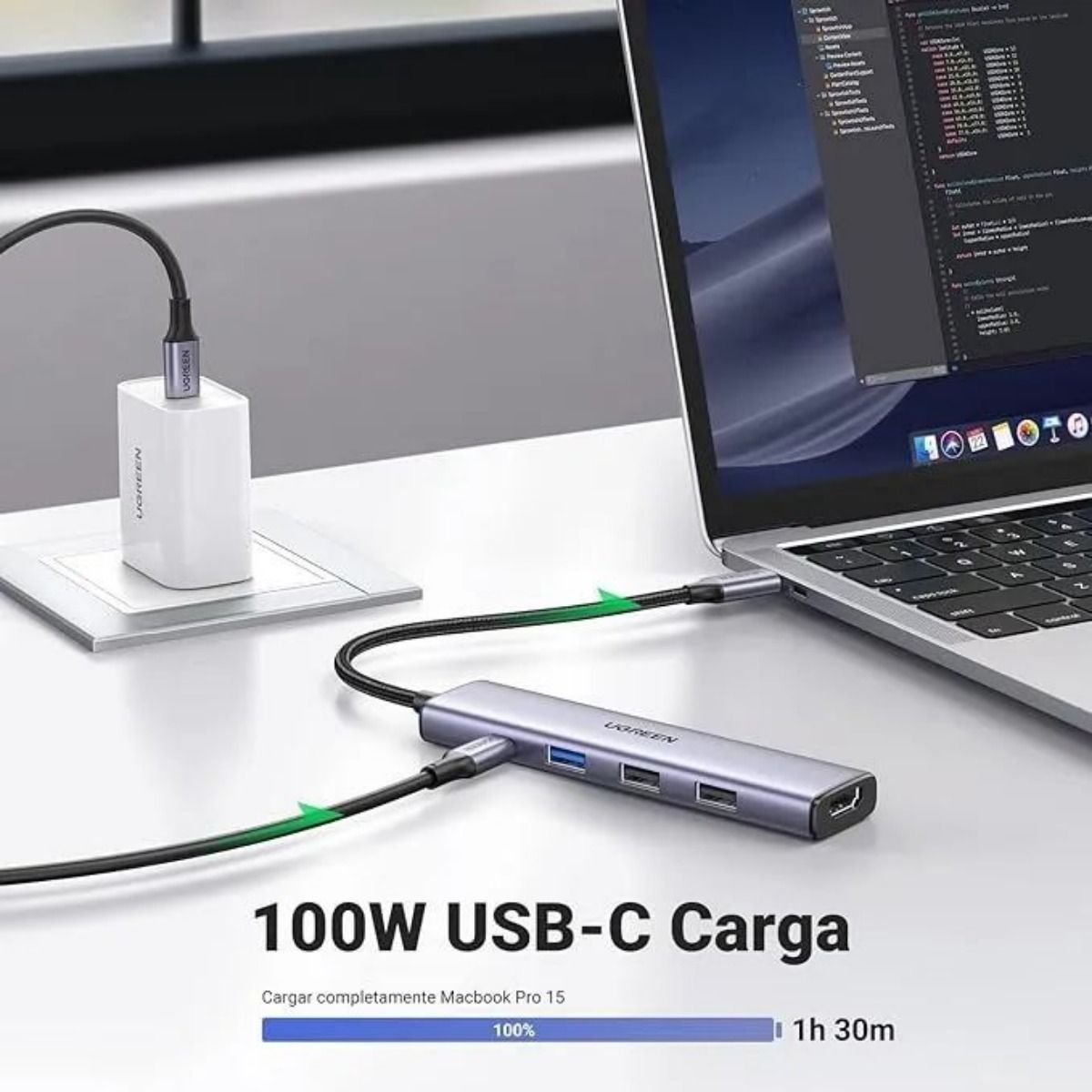 Adaptador HUB USB - C 5 Puertos UGREEN Multipuerto Aluminio - GRUPO CONTROL - CM478-15495 - HUB