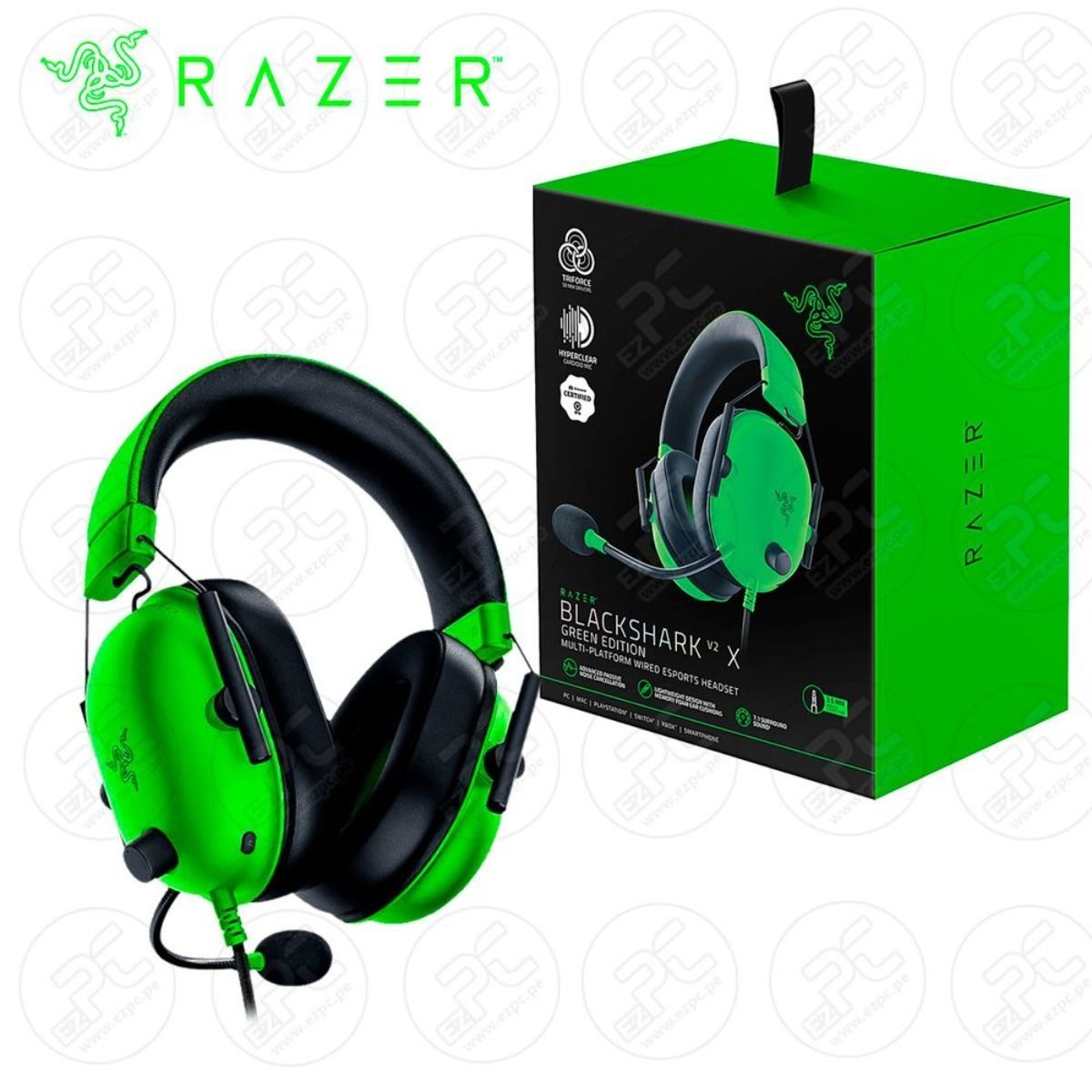 Audífonos Razer BlackShark V2 X Verde RZ04 - 03240600 - R3U1 - GRUPO CONTROL - RZ04-03240600-R3U1 - AUDIFONOS