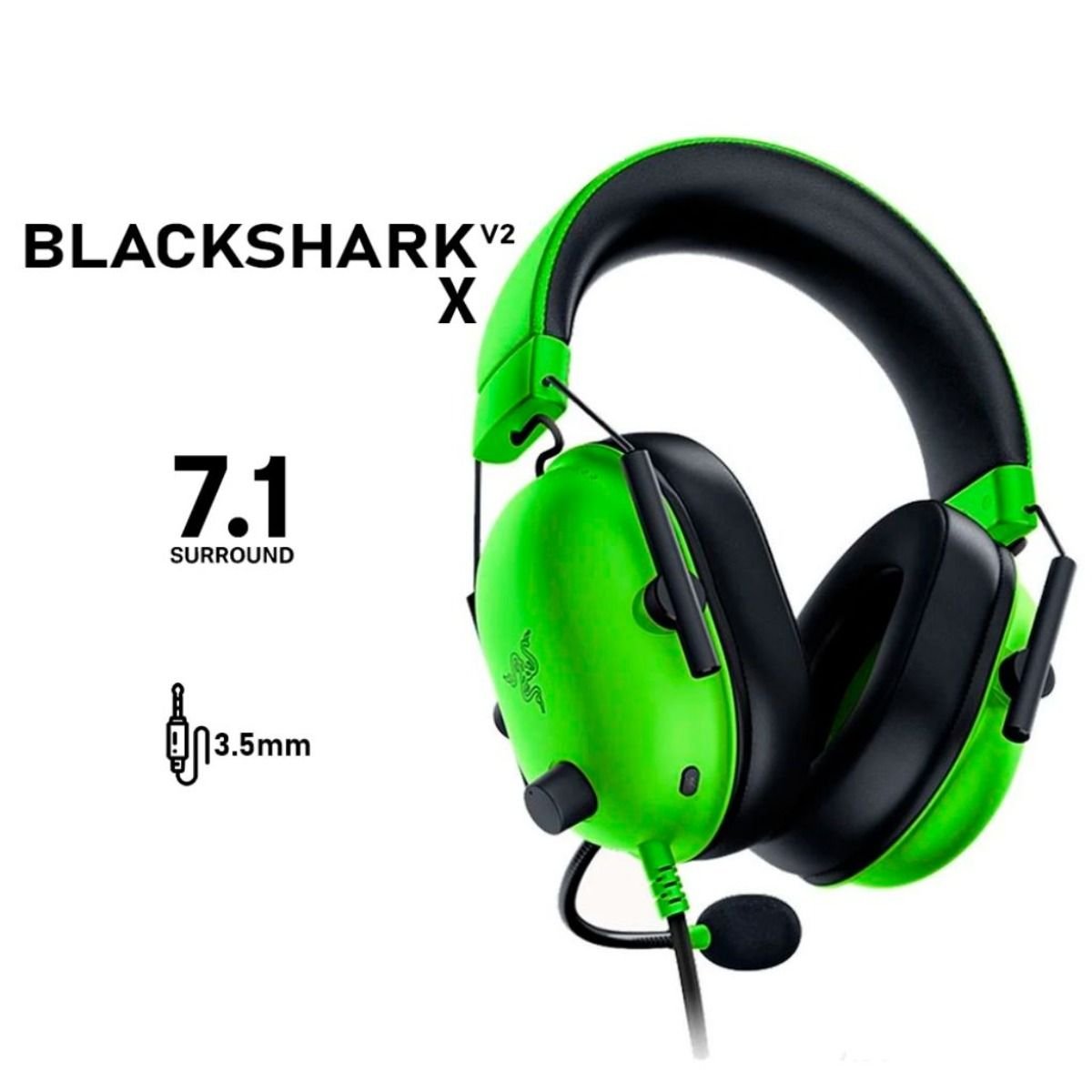 Audífonos Razer BlackShark V2 X Verde RZ04 - 03240600 - R3U1 - GRUPO CONTROL - RZ04-03240600-R3U1 - AUDIFONOS