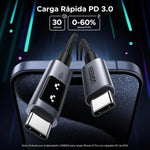 Cable Cargador Ugreen Uno Usb-c Carga Rápida 100w 480mbps 1m Negro - GRUPO CONTROL - L509-35501 - CABLE DE CELULAR