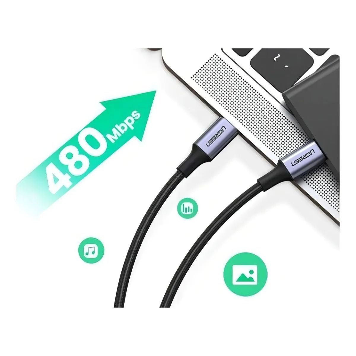 Cable UGREEN USB - C a USB - C 60W Carga Rápida 1m | US261 - GRUPO CONTROL - US261-50150 - CABLE DE CELULAR