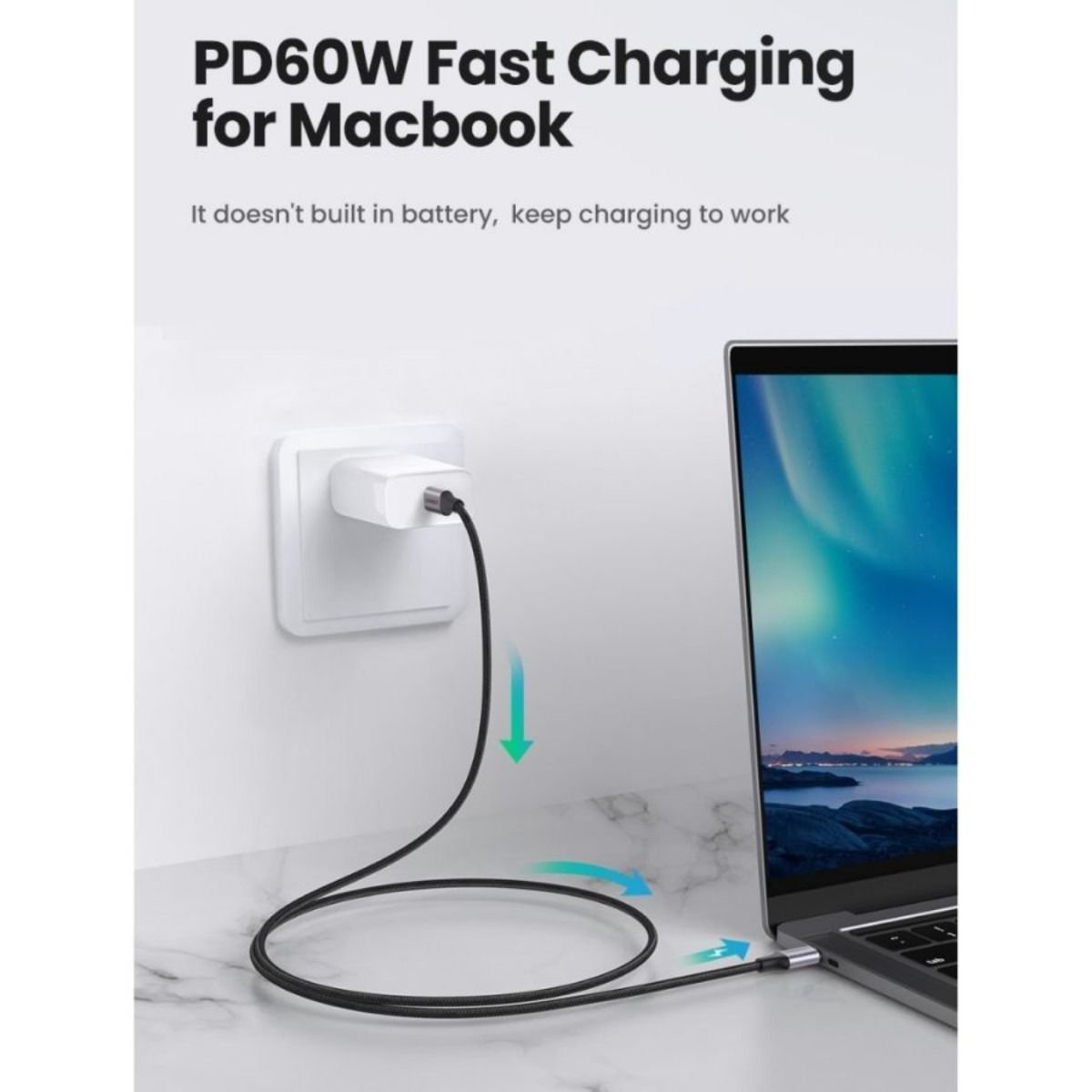 Cable UGREEN USB - C a USB - C 60W Carga Rápida 1m | US261 - GRUPO CONTROL - US261-50150 - CABLE DE CELULAR
