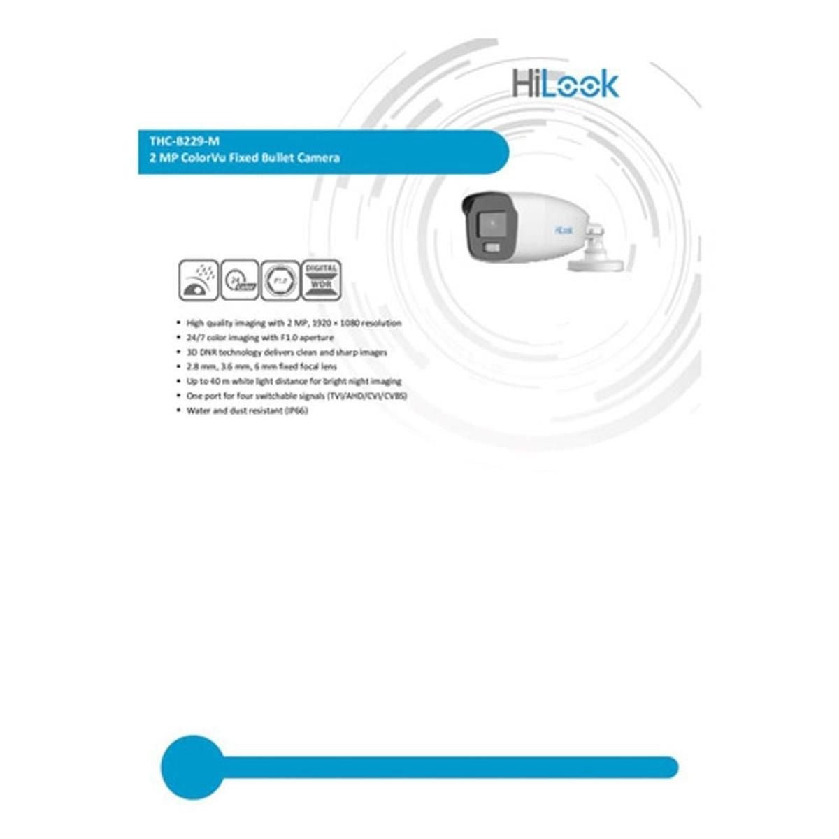 Camara Bala Hilook 2MP 1080p Turbo HD 1080p THC-B229-M(2.8mm) - GRUPO CONTROL - THC-B229-M(2.8mm) - CAMARA