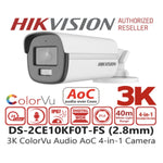 Cámara Hikvision Bala 3K ColorVu Audio 2.8mm DS-2CE10KF0T - GRUPO CONTROL - DS-2CE10KF0T-FS(2.8mm) - CAMARA