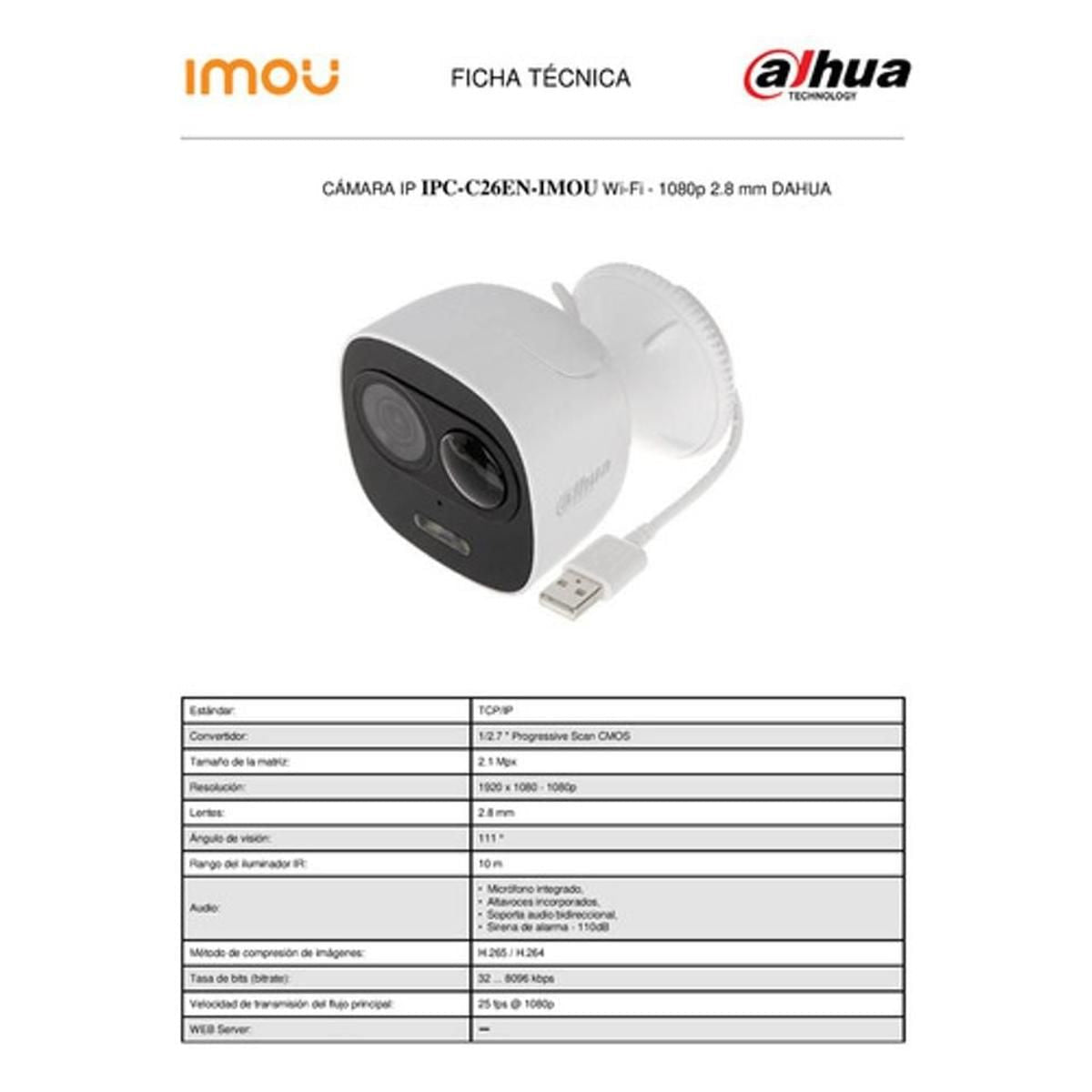 Cámara Imou Looc 2mp (1080p) F2.3mm Ir 10mts Micro - sd Ip65 - GRUPO CONTROL - DH-IPC-C26EN-IMOU - CAMARA