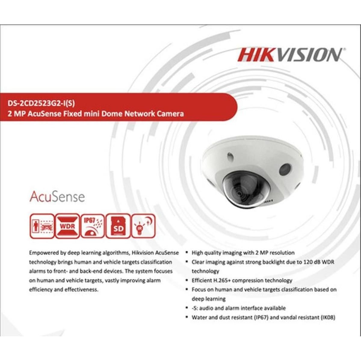 Cámara Mini Domo Hikvision WiFi 2mp 1080p - GRUPO CONTROL - DS-2CD2523G2-IS(2.8mm) - CAMARA