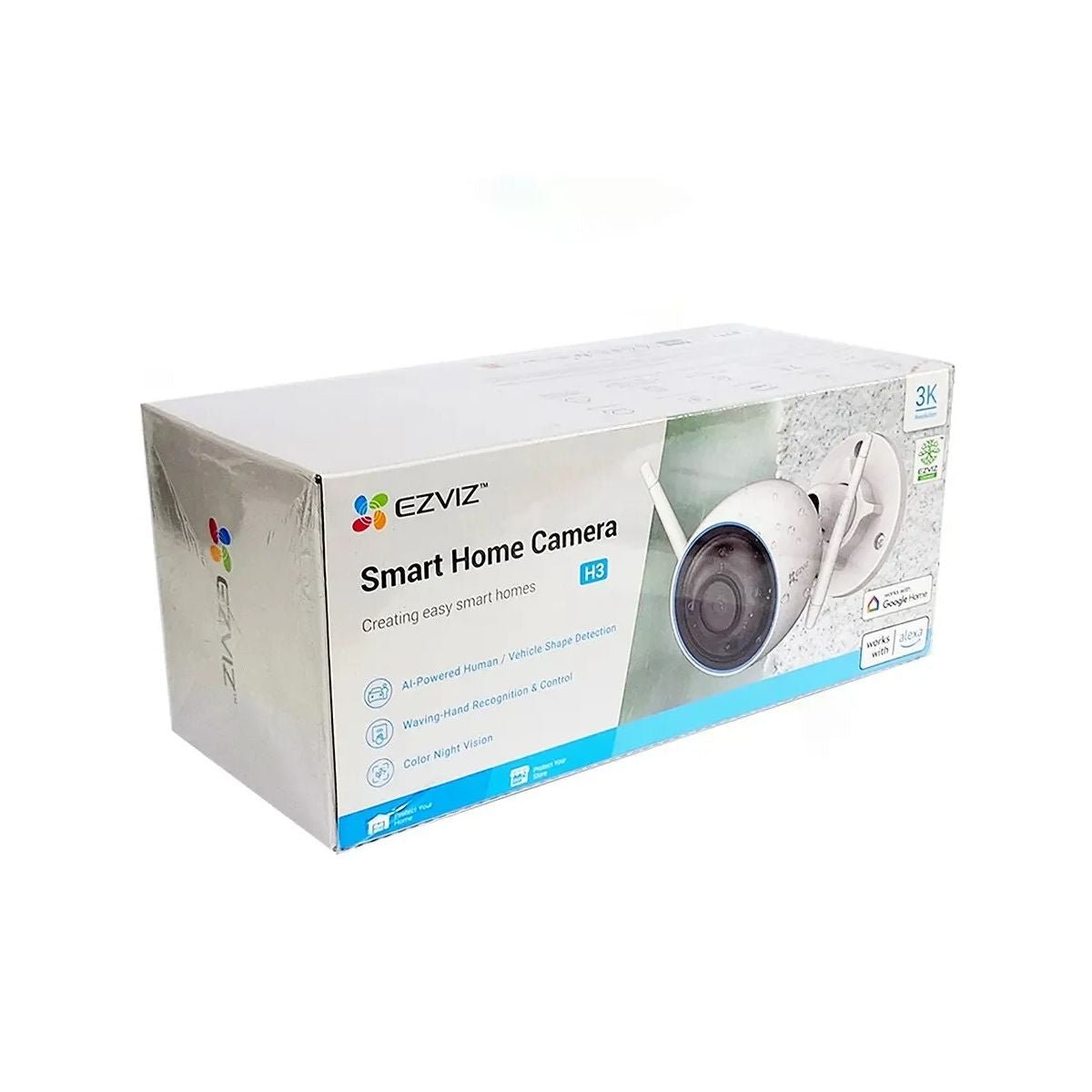 Cámara Wi - Fi Ezviz H3 5MP 3K Active Defense 2.8mm Exterior - GRUPO CONTROL - CS-H3-R100-1J5WKFL(2.8MM) - CAMARA WIFI