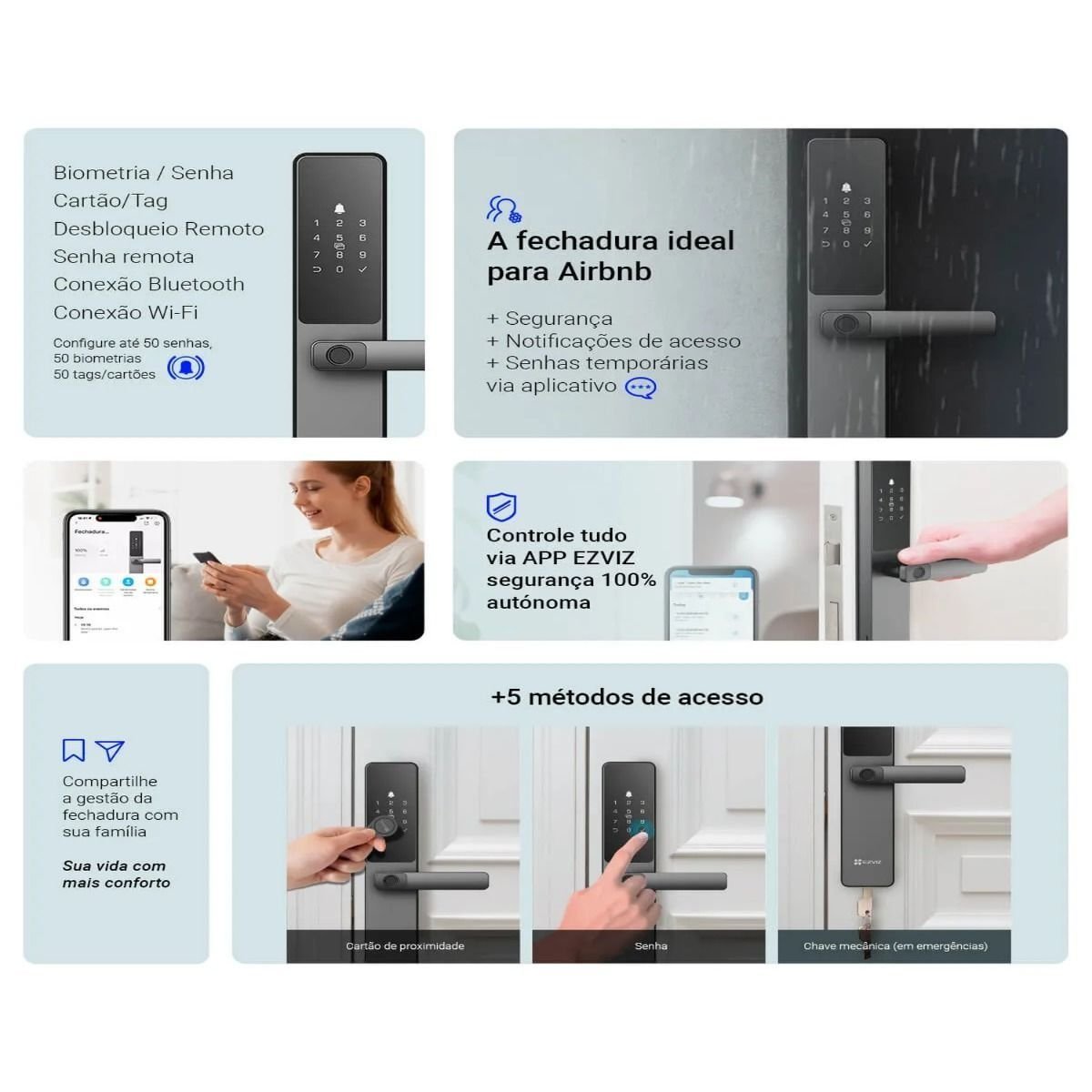 Cerradura Inteligente Ezviz CS - DL05 - R200 - WBCP - GR DL05 Wi - Fi / Huella / Código - GRUPO CONTROL - CS-DL05-R200-WBCP-GR - CERRADURA