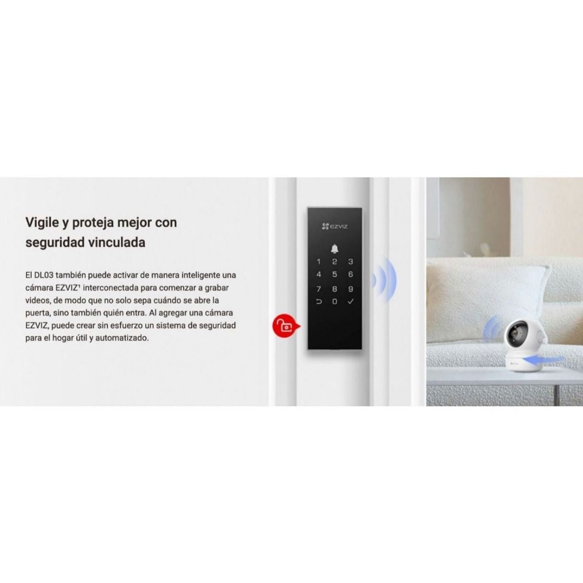 Cerradura smart EZVIZ DL03 6 Aperturas CS - DL03 - R100 - WP - BK - GRUPO CONTROL - CS-DL03-R100-WP-BK - CERRADURA