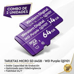 Combo de 2 Tarjetas MicroSD 64GB Western Digital - GRUPO CONTROL - CB-WDD064G1P0-2P - 