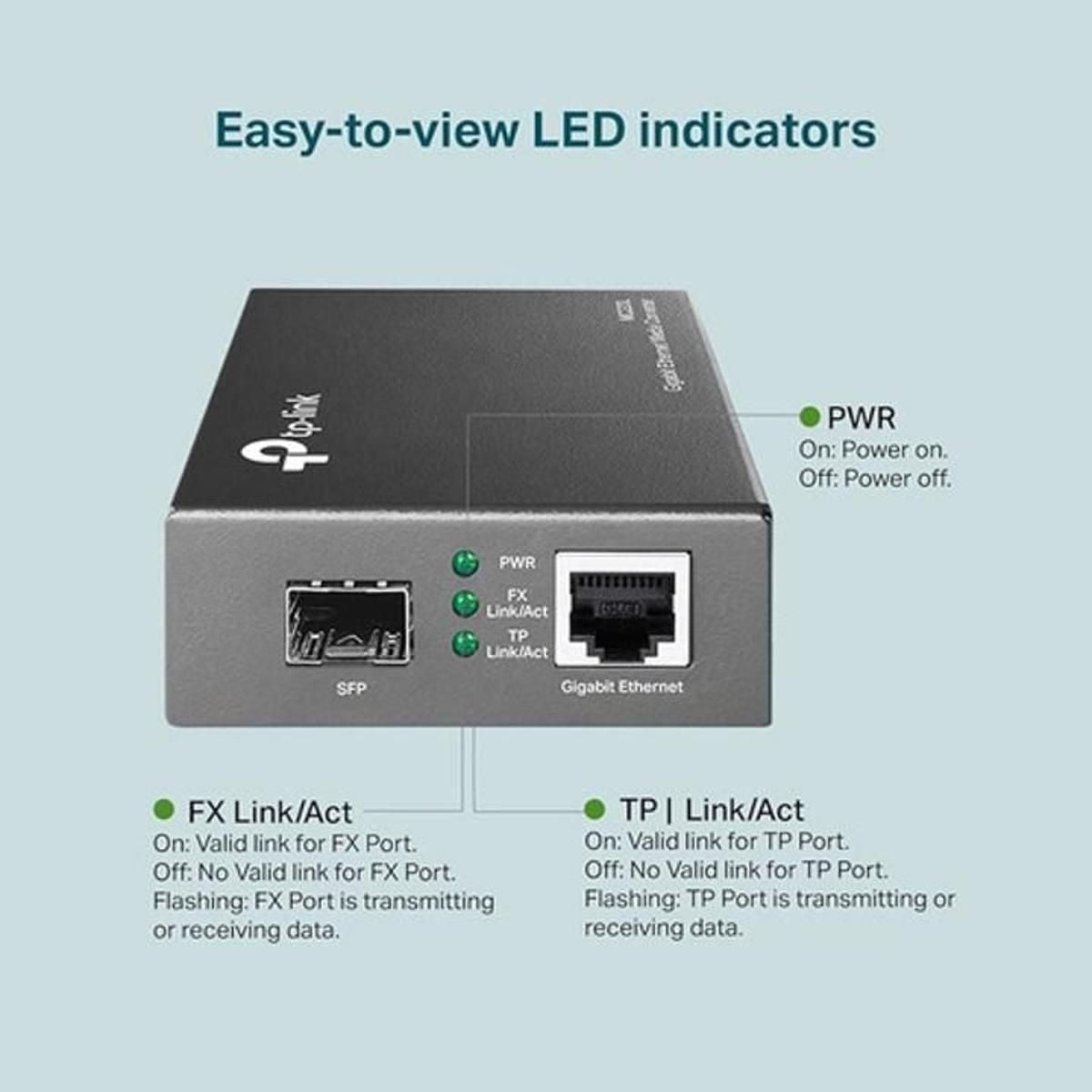 Conversor de Medios Tp - Link Gigabit Ethernet - GRUPO CONTROL - MC220L - CONVERSOR