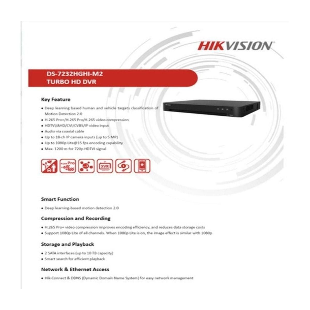 Dvr Hikvision 32 canales Turbo 1080p Lite 10TB DS - 7232HGHI - M2 - GRUPO CONTROL - DS-7232HGHI-M2 - GRABADOR
