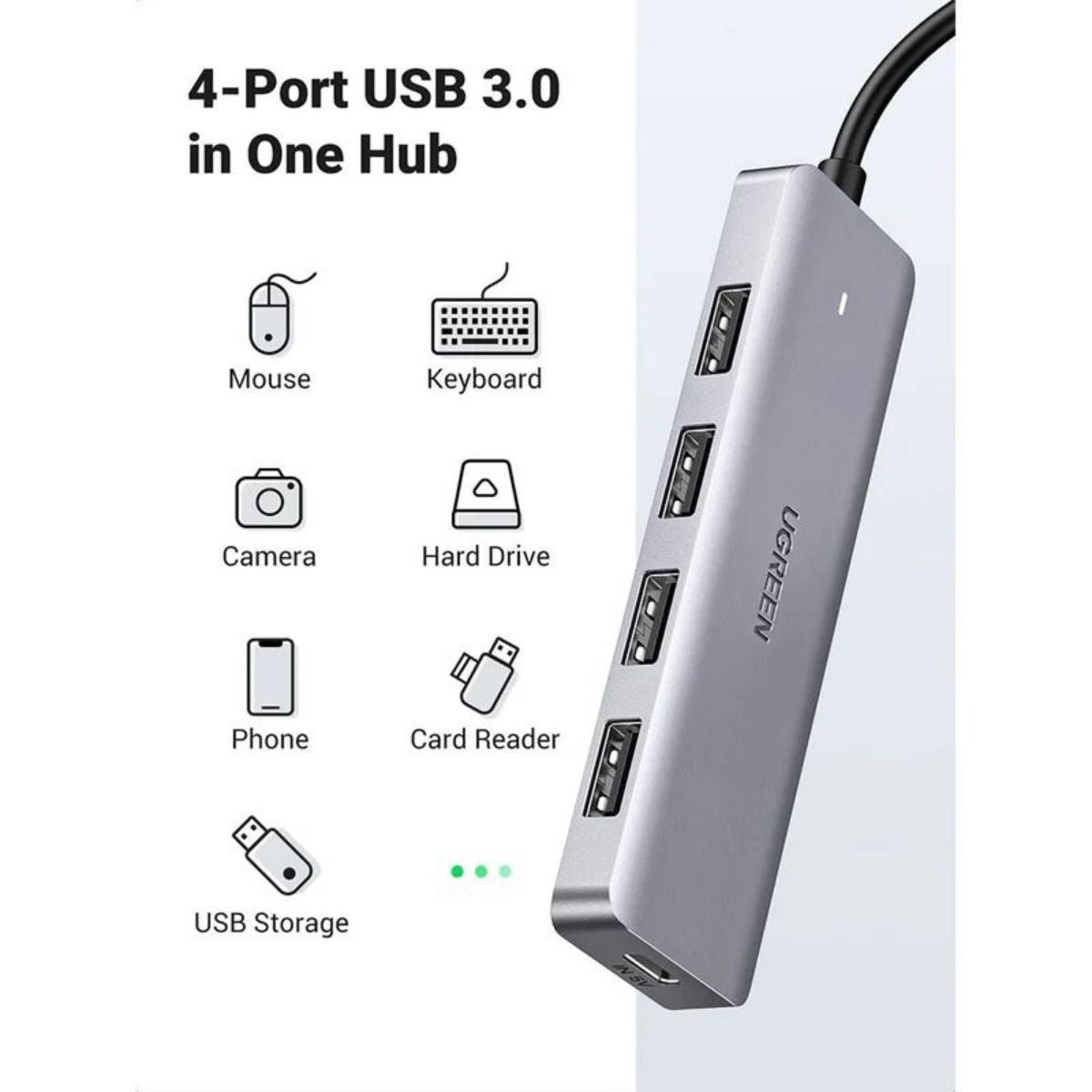 HUB Adaptador Ugreen USB - C a USB - A 3.0 de 4 puertos 5Gbps - GRUPO CONTROL - CM219-70336 - HUB