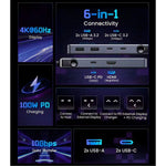 Hub UGREEN USB - C 6 Puertos 4K 60HZ HDMI 100W 10 Gbps Pantalla Led - GRUPO CONTROL - CM888-35998 - HUB