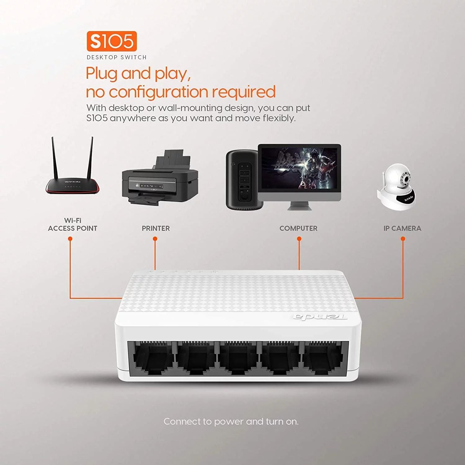 Switch Ethernet Tenda S105 5 Puertos 10/100 Mbps