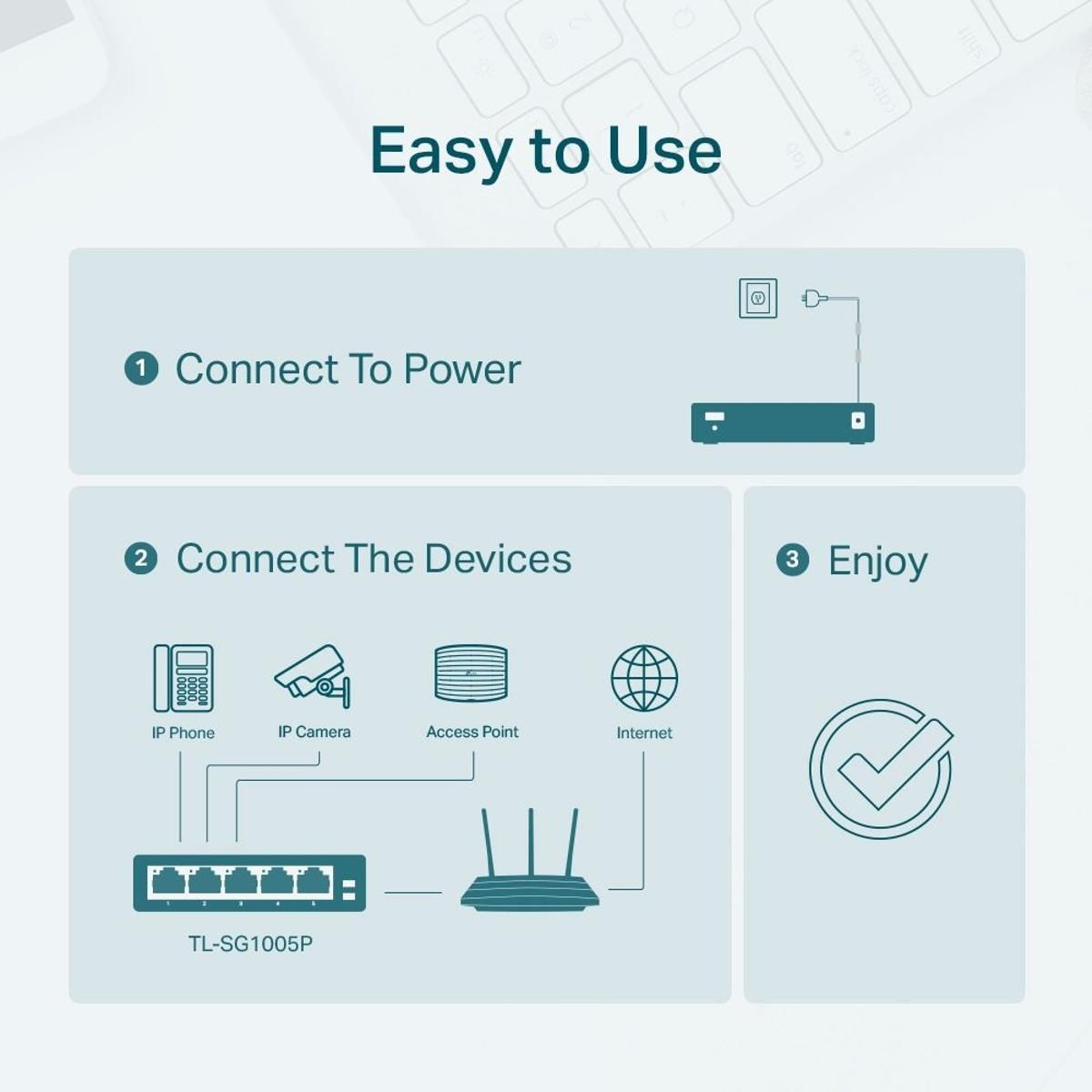 Switch de Escritorio Tp Link de 5 Puertos Gigabait PoE
