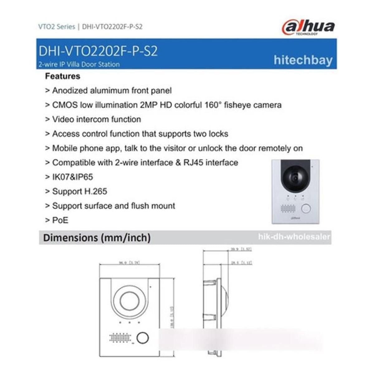 Intercomunicador Dahua Ip Exterior Metálico - GRUPO CONTROL - DHI-VTO2202F-P - VIDEOPORTERO