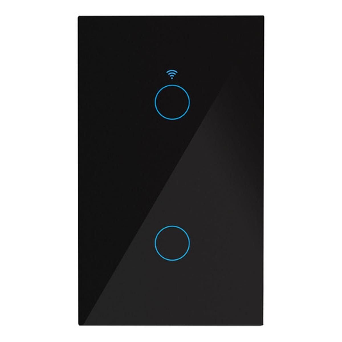 Interruptor Doble WiFi Inteligente Control Iluminación Alexa - GRUPO CONTROL - SR-SC02-BLACK - DOMOTICA