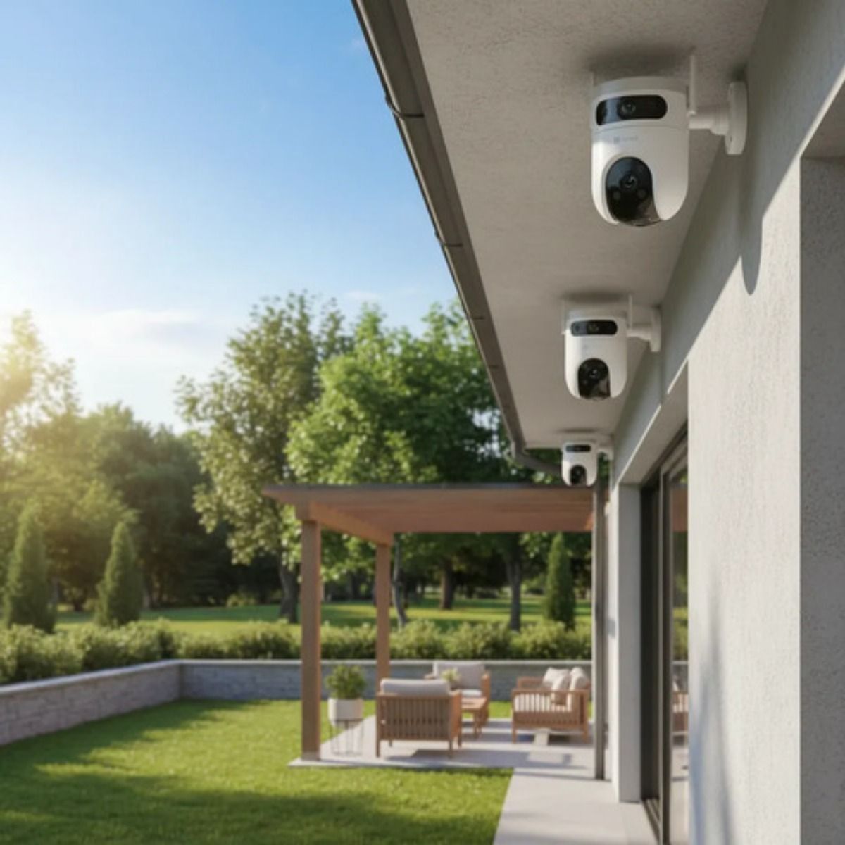 Kit 3 Cámaras Seguridad Wifi H9c Lente Doble Exterior Ezviz Color Blanco - GRUPO CONTROL - CS-H9c-R100-8H33WKFL-3P -