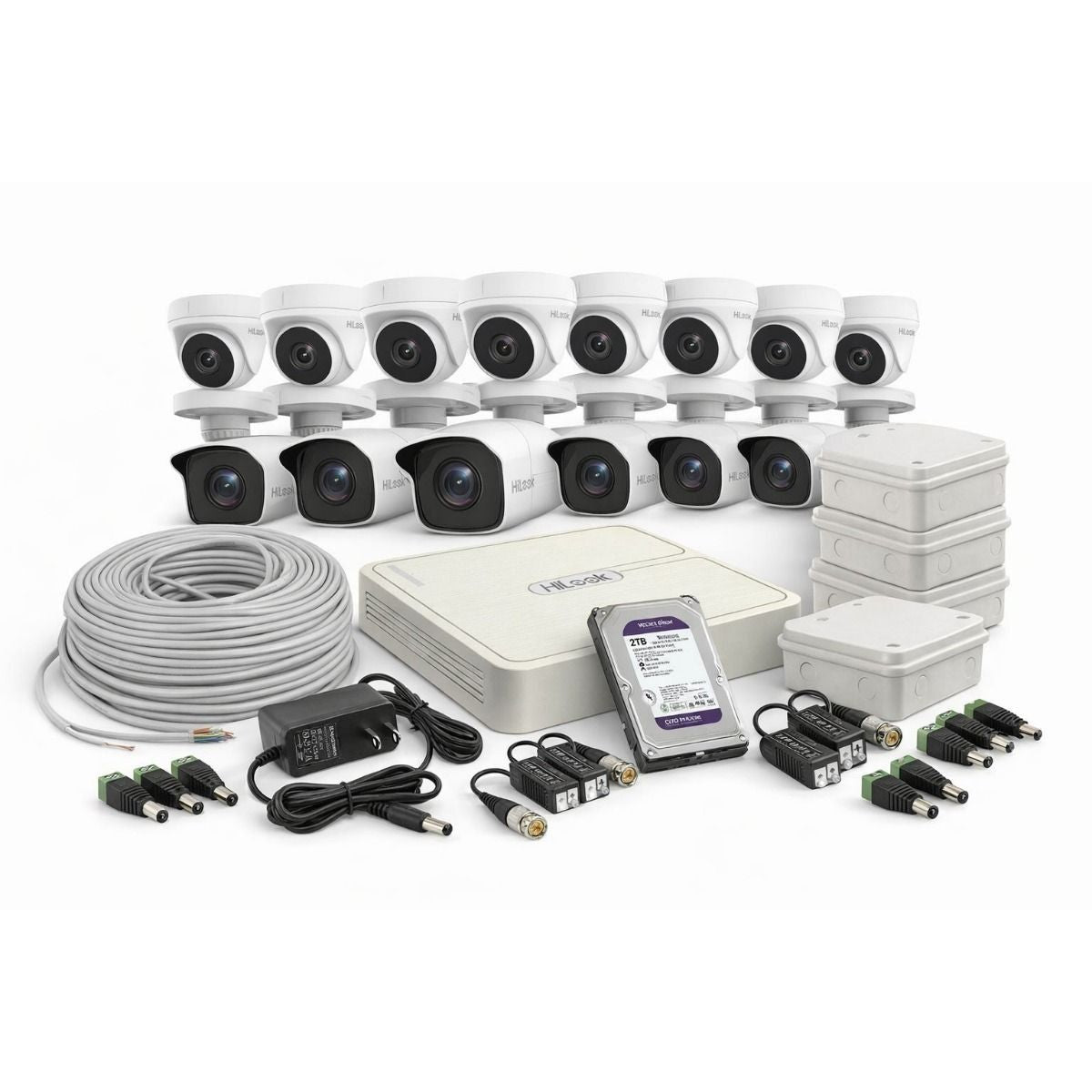 Kit CCTV Hilook 12 Cámaras 2MP DVR 16CH Full HD + Disco 2TB - GRUPO CONTROL - TH312121 - 