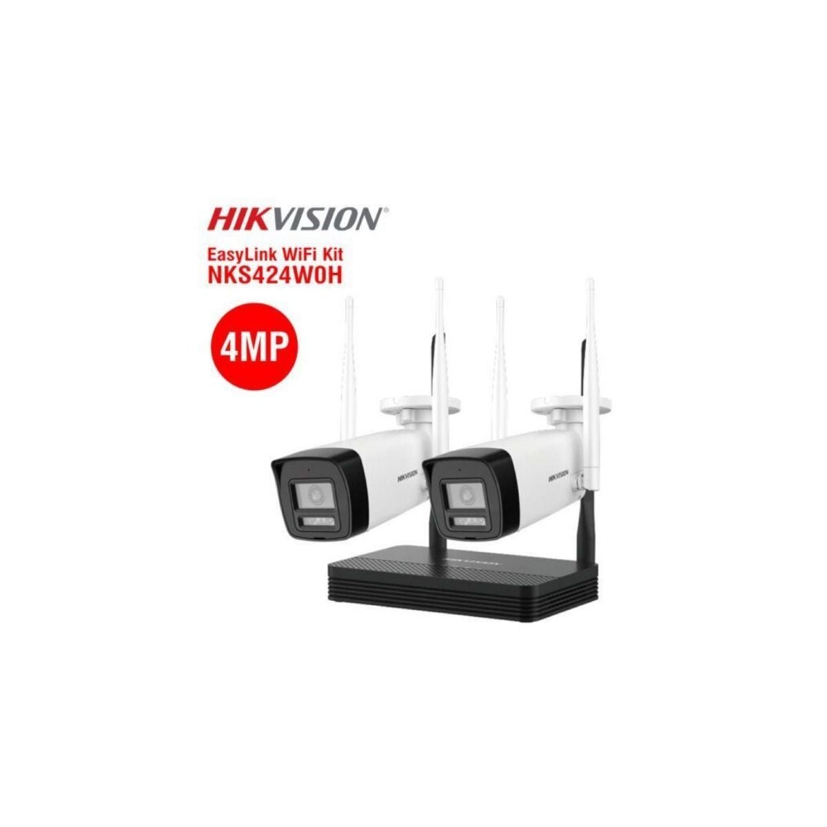Kit de Seguridad Hikvision Nvs + 2 Turret Bala 4mp Wifi - GRUPO CONTROL - DS-J142I(STD)NKS424W0H - KIT DE CAMARAS