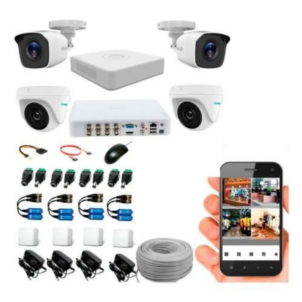 Kit de Seguridad Hilook Dvr 4ch incluye 4Camaras 1080P+Cable - GRUPO CONTROL - TH2440 -
