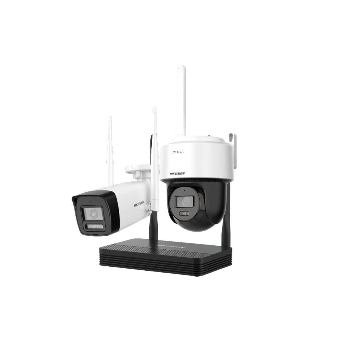 Kit Hikvision DS - J142I/NKS422W03H NVR Wi - Fi 2 MP DWDR con 2 cámaras (Bala y PT domo) - GRUPO CONTROL - DS-J142I(STD)/NKS422W03H - KIT DE CAMARAS