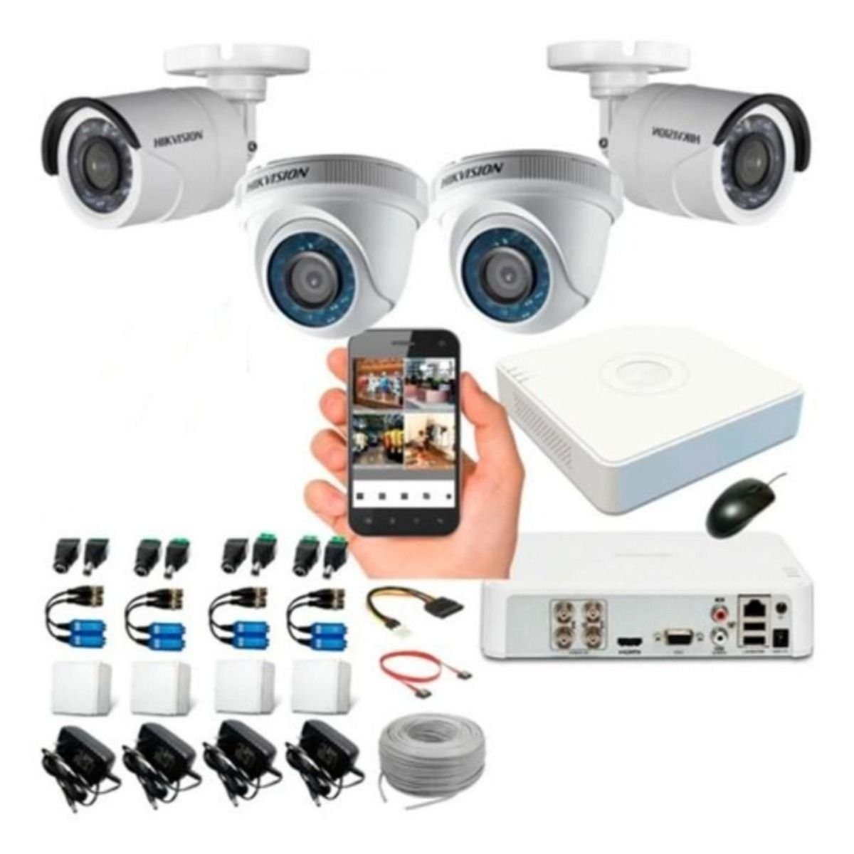 Kit Hikvision Dvr 4ch + 4 Cámaras 1080p + Cable - GRUPO CONTROL - DS2440 - KIT DE CAMARAS
