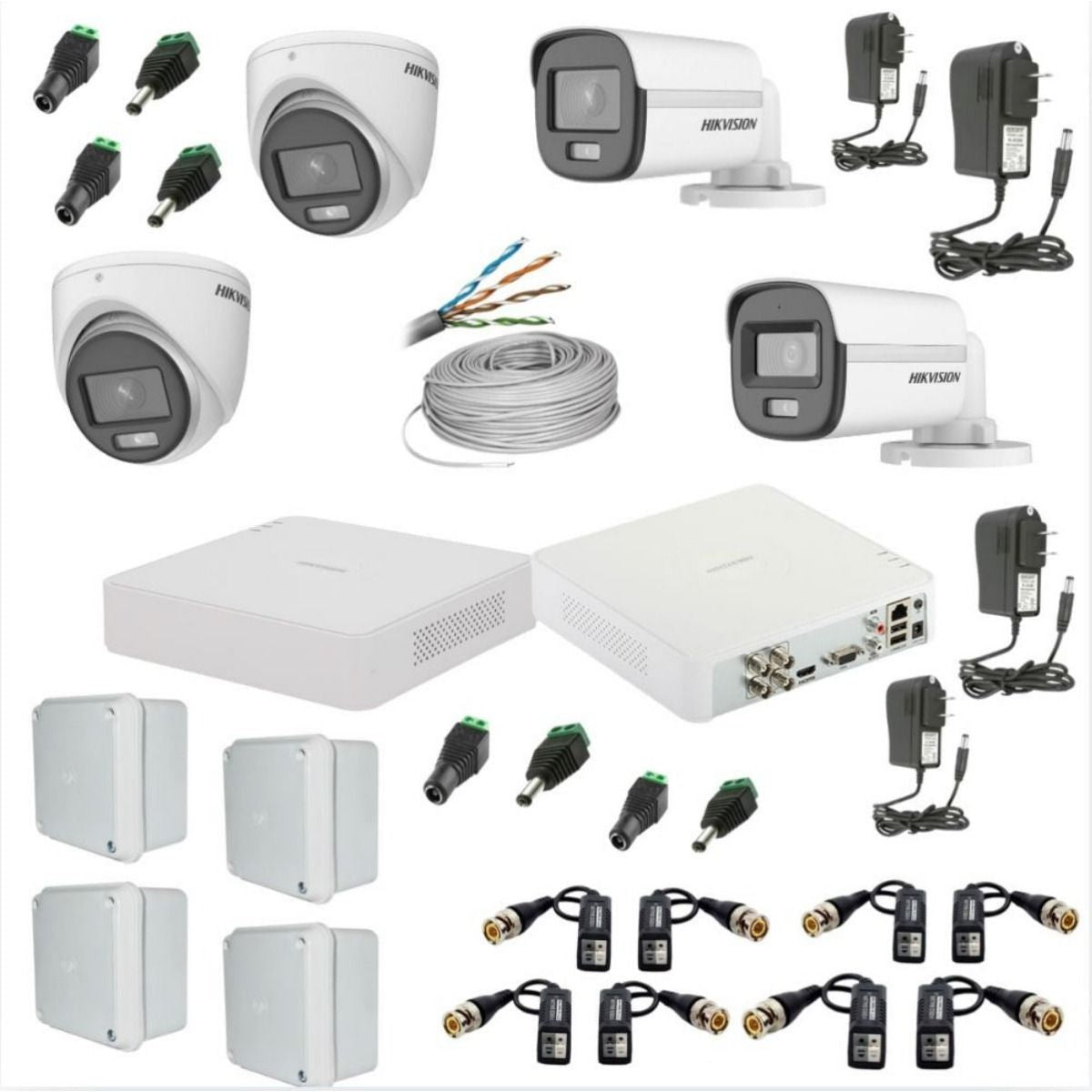 Kit Hikvisión Dvr 4ch+4Cámaras 2MP COLOR VU+Cable+accesorios - GRUPO CONTROL - DS2440-VU -