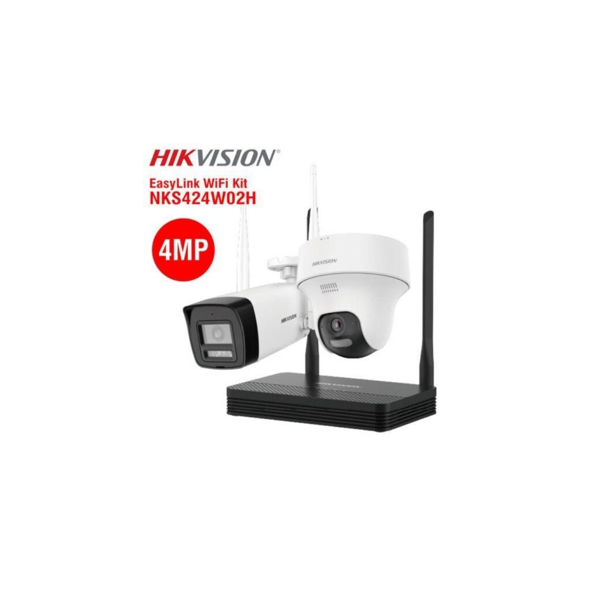 Kit Seguridad Hikvision Nvs+Turret+Domo4mp Wifi J142I/NKS424 - GRUPO CONTROL - DS-J142I(STD)NKS424W02H - KIT DE CAMARAS