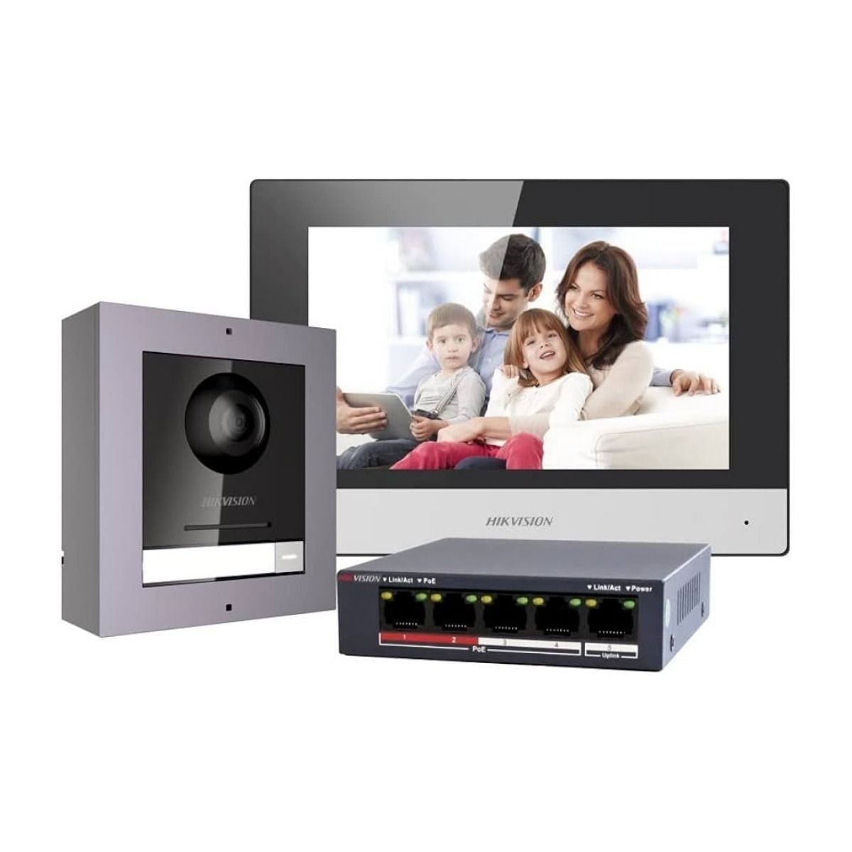 Kit Videoportero Hikvision DS - KIS602 Pantalla 7" PoE - GRUPO CONTROL - DS-KIS602 - VIDEOPORTERO