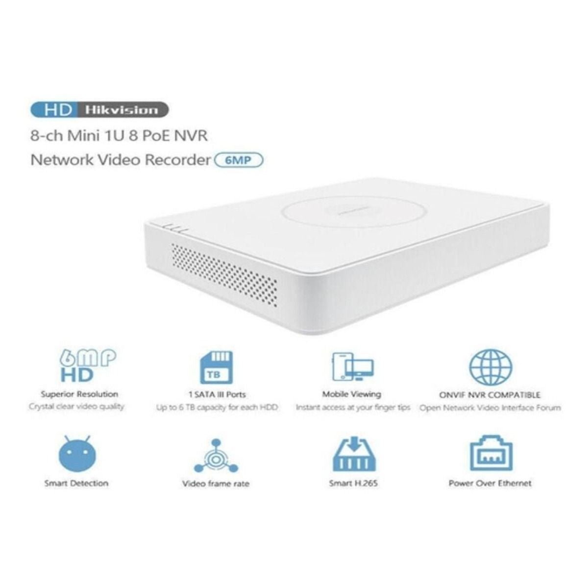 Nvr Hikvision IP 8 Canales Poe 7108NI-Q1/8P - GRUPO CONTROL - DS-7108NI-Q1/8P - GRABADOR