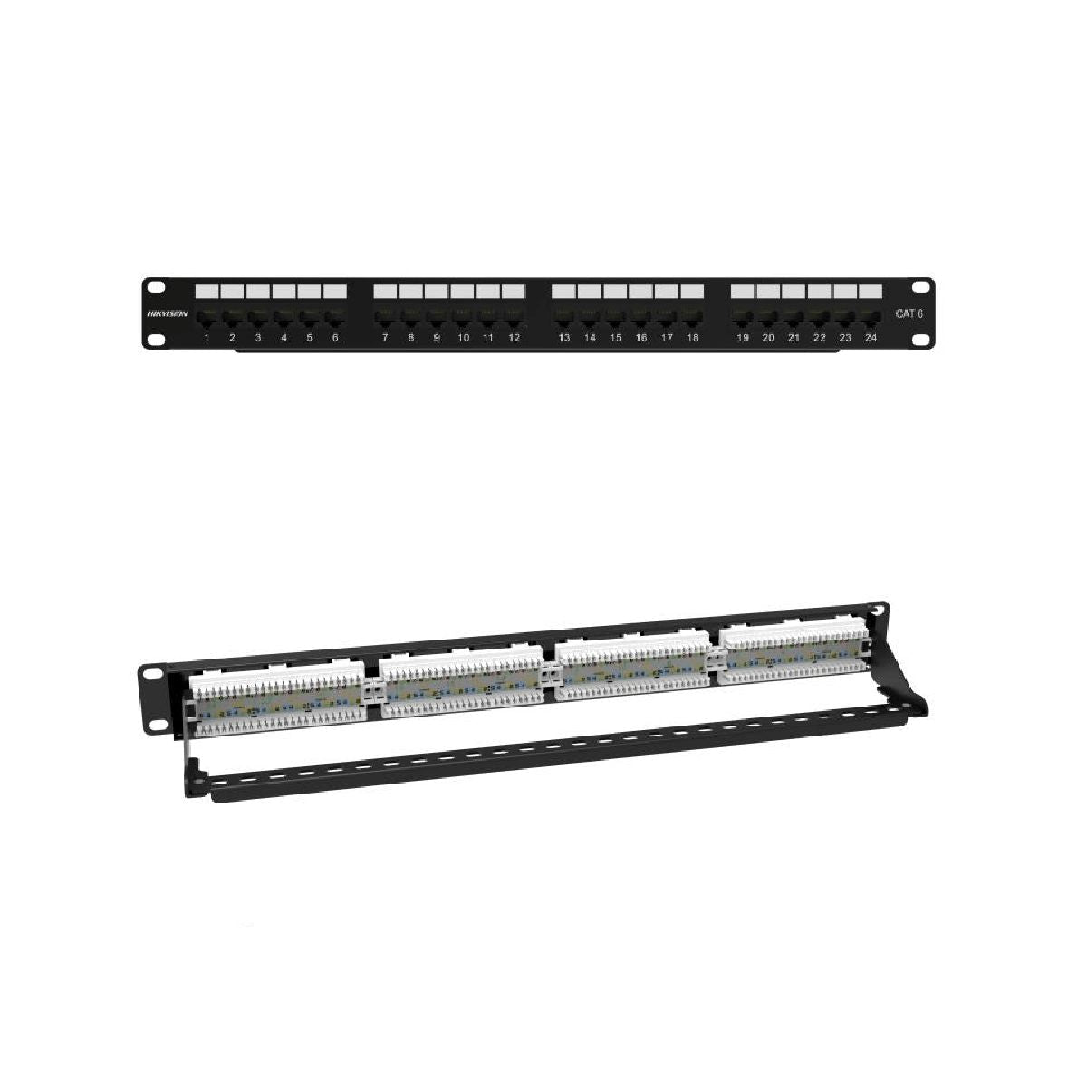 Patch Panel sin Blindaje Cat6 de 24 puertos Vacios, 1U. - GRUPO CONTROL - DS-1CP6U24-1U/Black - CABLEADO
