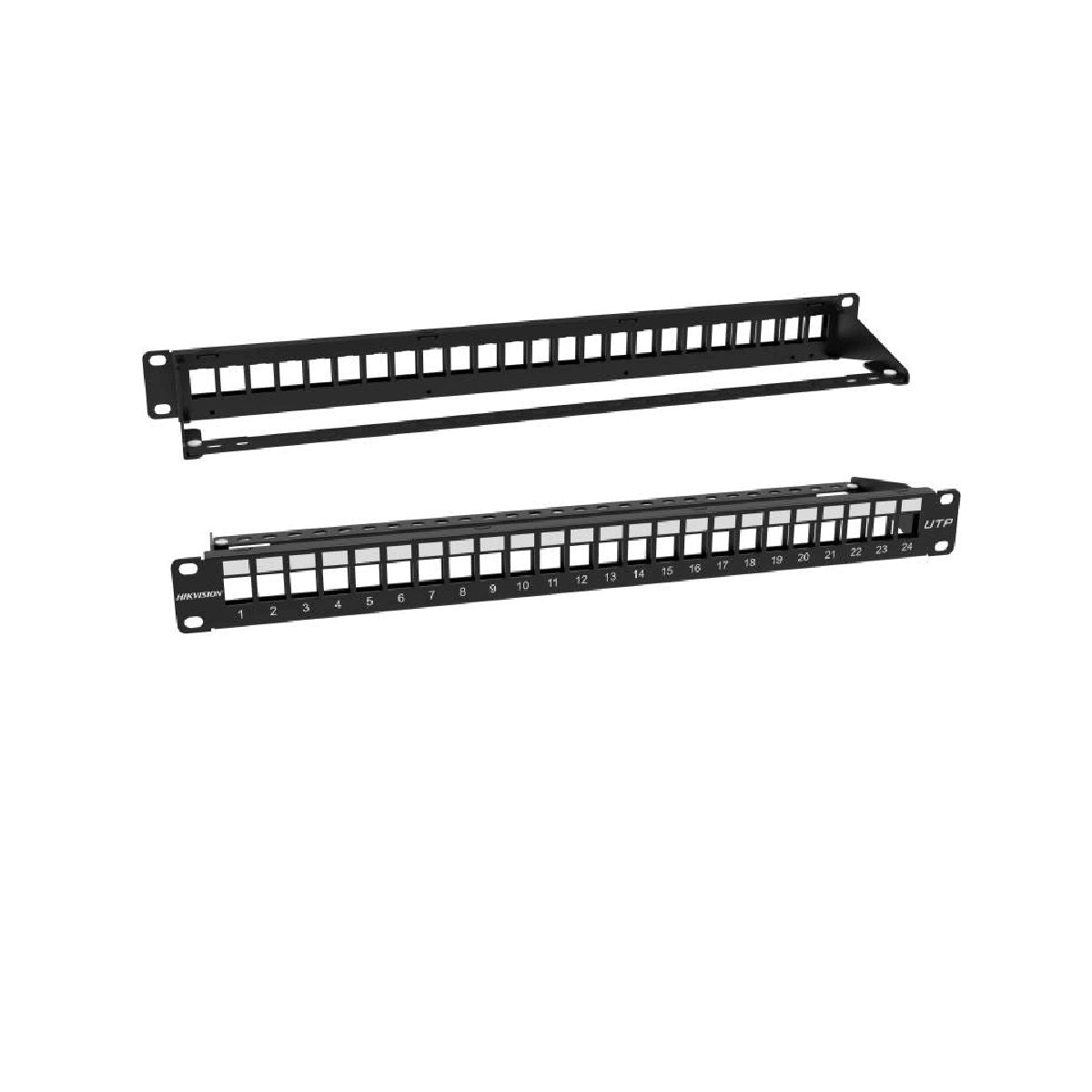 Patch Panel Sin Blindaje de 24 puertos Vacios, 1U. - GRUPO CONTROL - DS-1CP0U24-1U/Black - PANEL METALICO