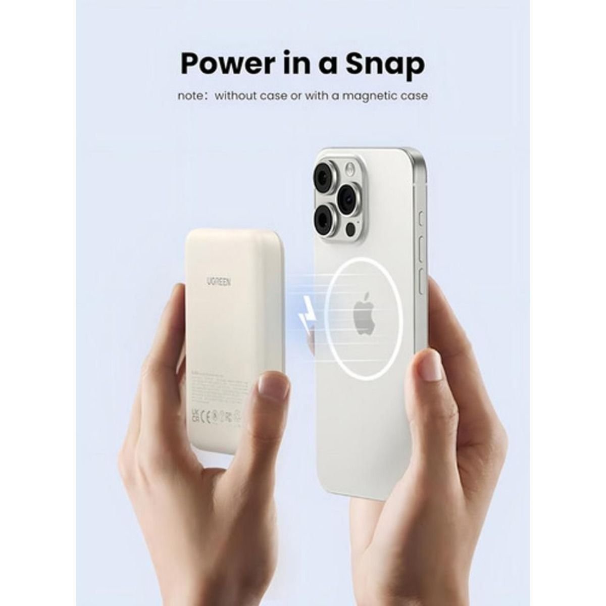 Power Bank UGREEN MagSafe 10000mAh 20W Carga Inalámbrica y USB - C Beige - GRUPO CONTROL - PB561-25208 - POWERBANK