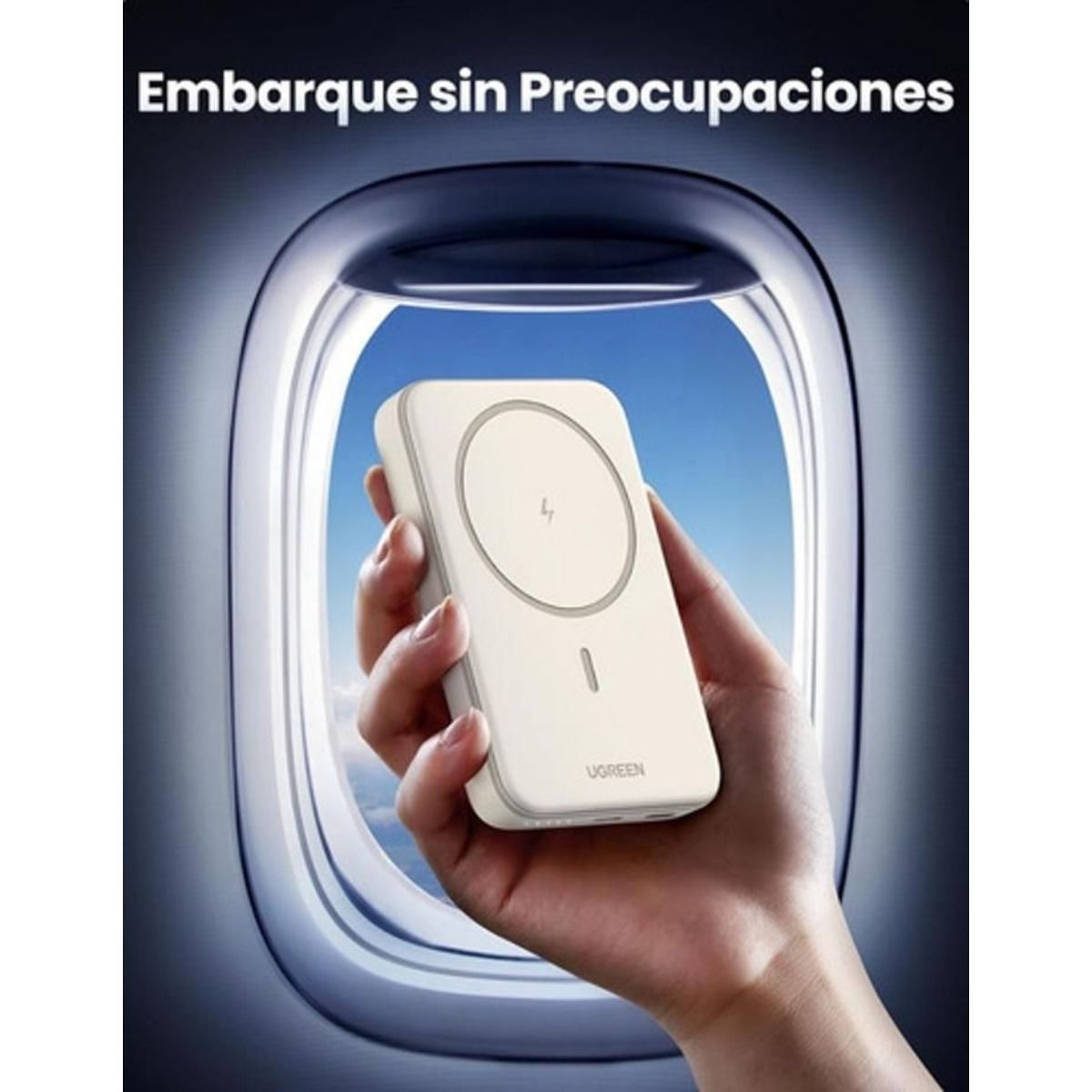 Power Bank UGREEN MagSafe 10000mAh 20W Carga Inalámbrica y USB - C Beige - GRUPO CONTROL - PB561-25208 - POWERBANK