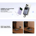 Power Bank UGREEN Pantalla Led 10000mAh 30W Cable USB - C Rosa - GRUPO CONTROL - PB511-35604B - POWERBANK
