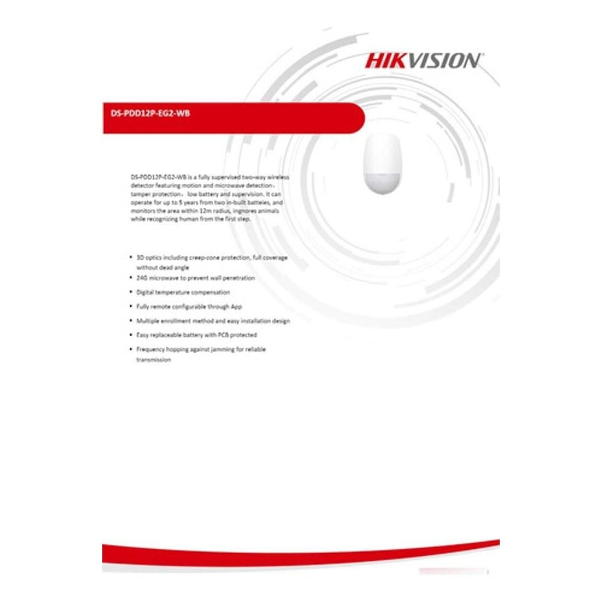 Sensor Detector De Movimiento Alto Alcance Hikvision - GRUPO CONTROL - DS-PDD12P-EG2-WB - SENSOR