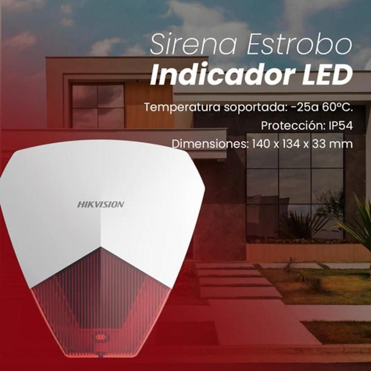 Sirena Estrobo Cableada Hikvision Cualquier Panel Alarma - GRUPO CONTROL - DS-PS1-R - ALARMA