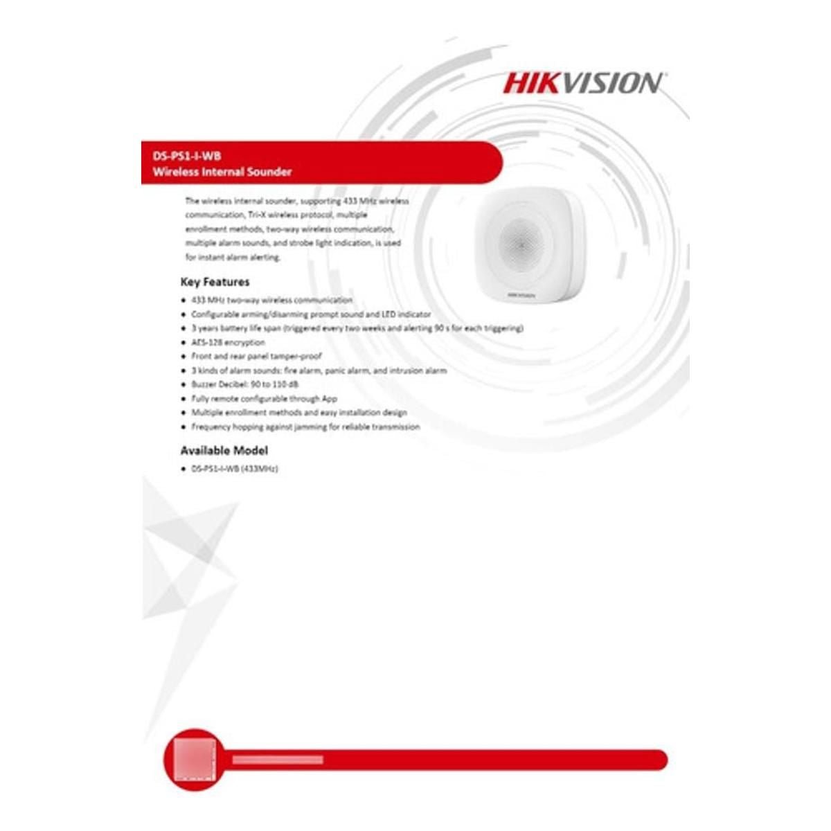 Sirena Inalámbrica Hikvision Ax Pro para Interiores PS1 - I - WB - GRUPO CONTROL - DS-PS1-I-WB - ALARMA